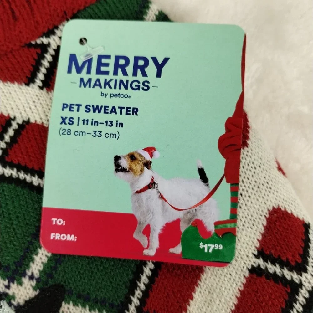 Merry Makings Festive Holiday Snowman Sweater for Dogs XS Size Red Plaid Design